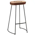 Ensemble de bar 5 pcs bois de manguier brut massif et métal