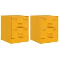 Tables de chevet 2 pcs jaune 34,5x39x44 cm acier