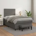 cadre de lit avec matelas gris 120x190 cm similicuir