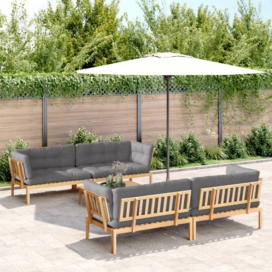 Salon palette de jardin avec coussins 5pcs bois d'acacia massif