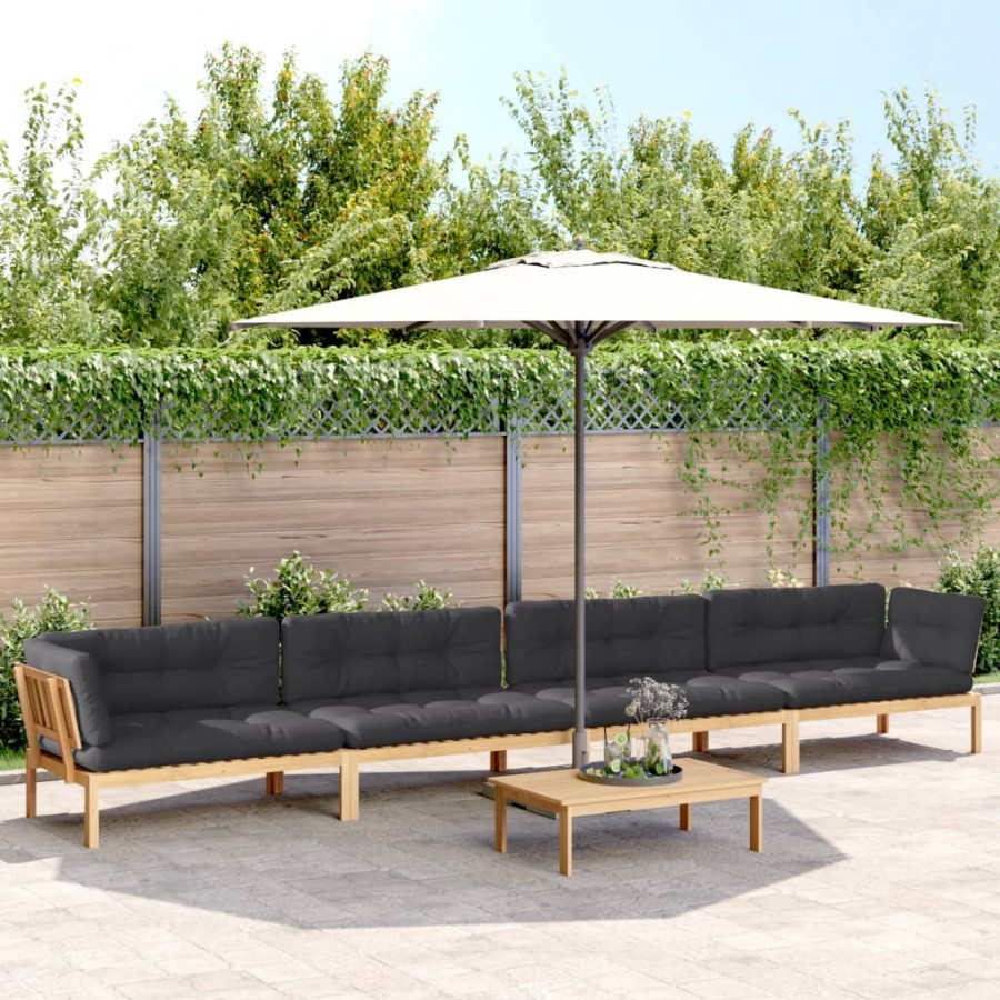 Salon palette de jardin avec coussins 5pcs bois d'acacia massif