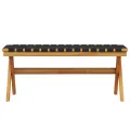 Banc de jardin noir bois massif d'acacia et tissu