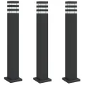 Lampadaires d'extérieur 3 pcs noir 80 cm aluminium