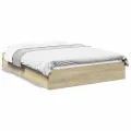Cadre de lit avec tiroirs sans matelas chêne sonoma 120x200 cm