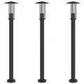 Lampadaires d'extérieur 3 pcs noir 100 cm acier inoxydable