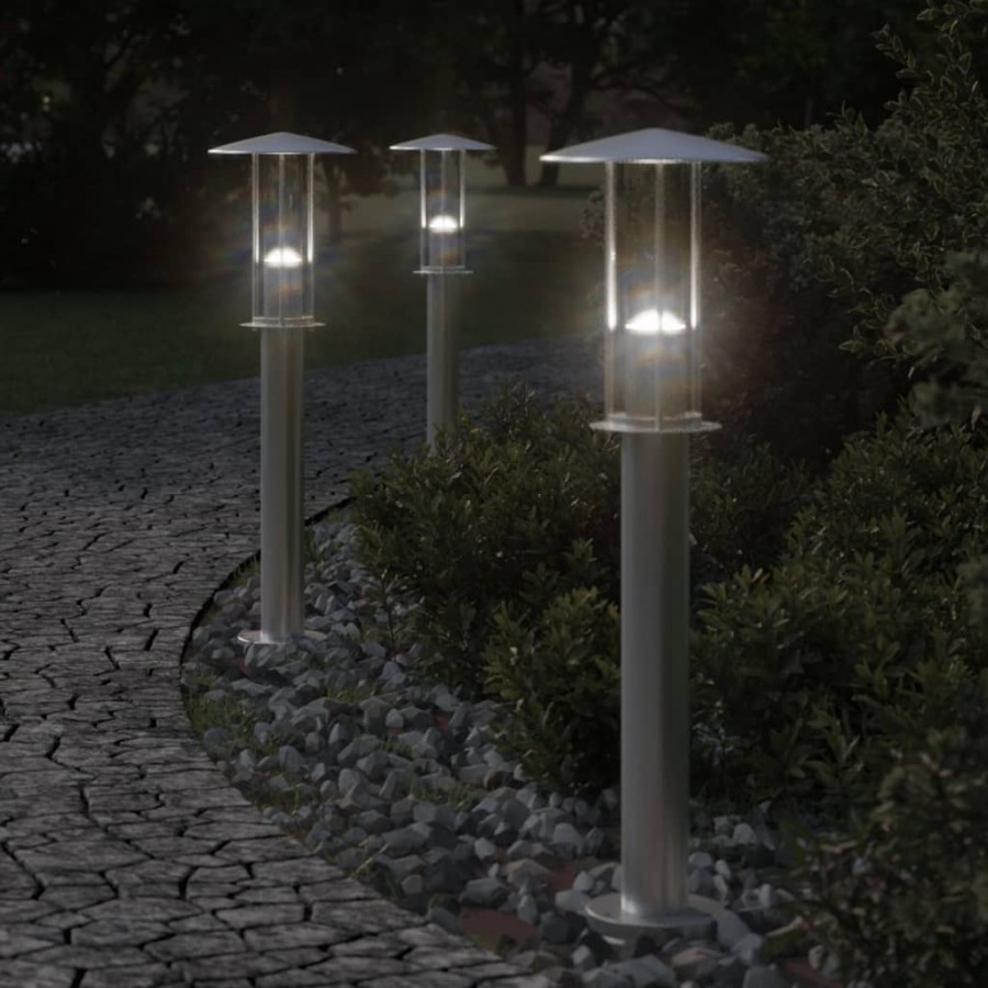 Lampadaire d'extérieur argenté 60 cm acier inoxydable