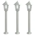 Lampadaires d'extérieur 3 pcs argenté 80 cm acier inoxydable
