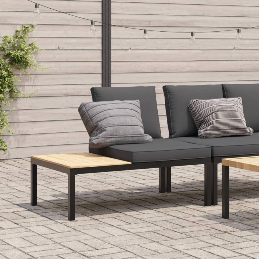 Banc de jardin avec coussins noir aluminium