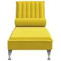 Chaise longue de massage avec traversin jaune velours