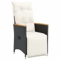 Chaise inclinable de jardin avec coussins noir résine tressée