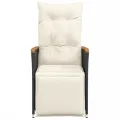 Chaise inclinable de jardin avec coussins noir résine tressée