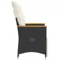 Chaise inclinable de jardin avec coussins noir résine tressée
