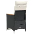 Chaise inclinable de jardin avec coussins noir résine tressée