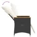 Chaise inclinable de jardin avec coussins noir résine tressée