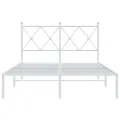 Cadre de lit métal sans matelas et tête de lit blanc 120x200 cm
