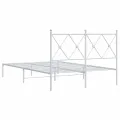 Cadre de lit métal sans matelas et tête de lit blanc 120x200 cm