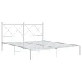 Cadre de lit métal sans matelas et tête de lit blanc 160x200 cm