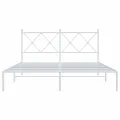 Cadre de lit métal sans matelas et tête de lit blanc 160x200 cm