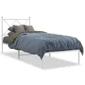 Cadre de lit métal sans matelas avec tête de lit blanc 80x200cm