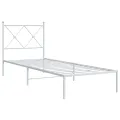 Cadre de lit métal sans matelas avec tête de lit blanc 80x200cm