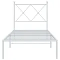 Cadre de lit métal sans matelas avec tête de lit blanc 80x200cm