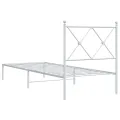 Cadre de lit métal sans matelas avec tête de lit blanc 80x200cm