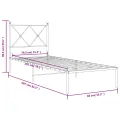 Cadre de lit métal sans matelas avec tête de lit blanc 80x200cm