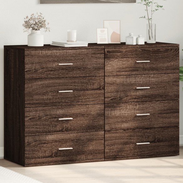 Buffets 2 pcs chêne marron 60x39x80 cm bois d'ingénierie