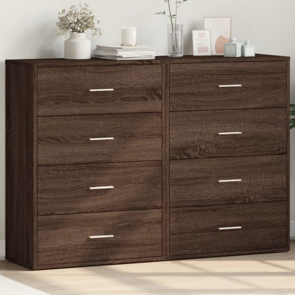 Buffets 2 pcs chêne marron 60x31x84 cm bois d'ingénierie