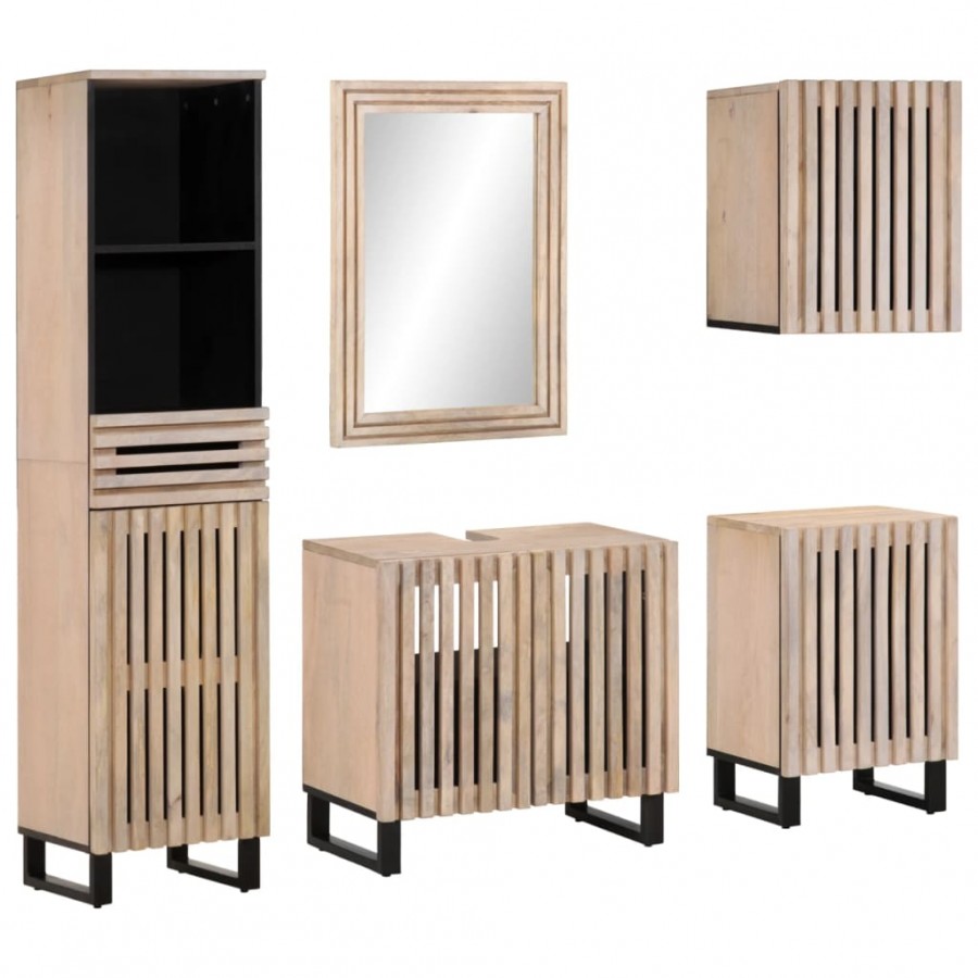 Ensemble de meubles de salle de bain 5 pcs bois manguier massif