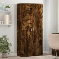 Armoire à chaussures chêne fumé 80x39x178 cm bois d'ingénierie