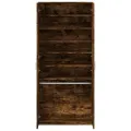 Armoire à chaussures chêne fumé 80x39x178 cm bois d'ingénierie