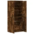 Armoire à chaussures chêne fumé 80x39x178 cm bois d'ingénierie
