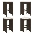 Tabourets de bar jardin coussins lot de 4 marron résine tressée