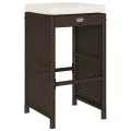 Tabourets de bar jardin coussins lot de 4 marron résine tressée