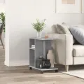 Table d'appoint avec roues gris béton bois d'ingénierie