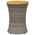 Table d'appoint de jardin forme tambour gris rotin bois massif
