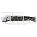 Cadre de lit métal sans matelas et pied de lit blanc 193x203 cm