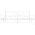 Cadre de lit métal sans matelas et pied de lit blanc 193x203 cm
