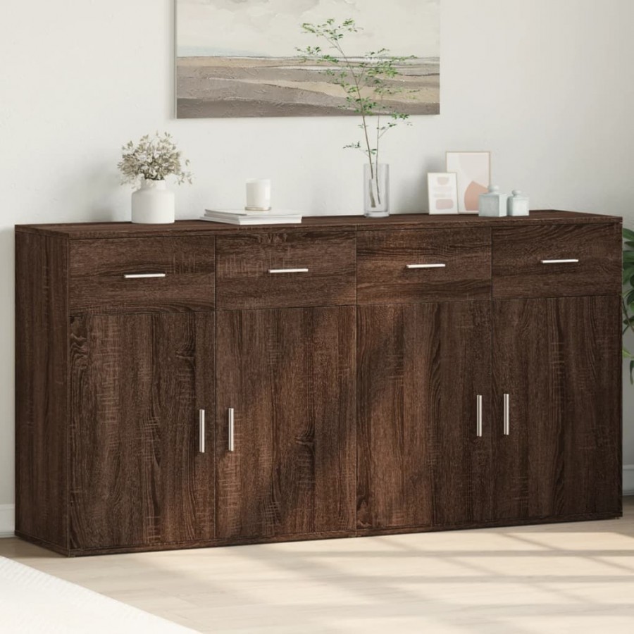 Buffets 2 pcs chêne marron 79x38x80 cm bois d'ingénierie