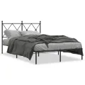 Cadre de lit métal sans matelas avec tête de lit noir 120x200cm