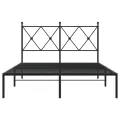 Cadre de lit métal sans matelas avec tête de lit noir 120x200cm