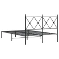 Cadre de lit métal sans matelas avec tête de lit noir 120x200cm