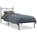 Cadre de lit métal sans matelas avec tête de lit noir 80x200 cm