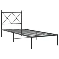 Cadre de lit métal sans matelas avec tête de lit noir 80x200 cm