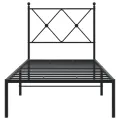 Cadre de lit métal sans matelas avec tête de lit noir 80x200 cm