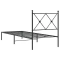 Cadre de lit métal sans matelas avec tête de lit noir 80x200 cm