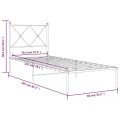Cadre de lit métal sans matelas avec tête de lit noir 80x200 cm