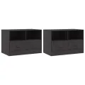 Meubles TV 2 pcs noir 67x39x44 cm acier