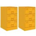 Tables de chevet 2 pcs jaune moutarde 34,5x39x62 cm acier